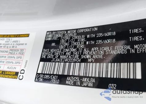 2024 Lexus Nx 350H Premium z USA, uszkodzony, nr VIN JTJGKCEZ4R2028934